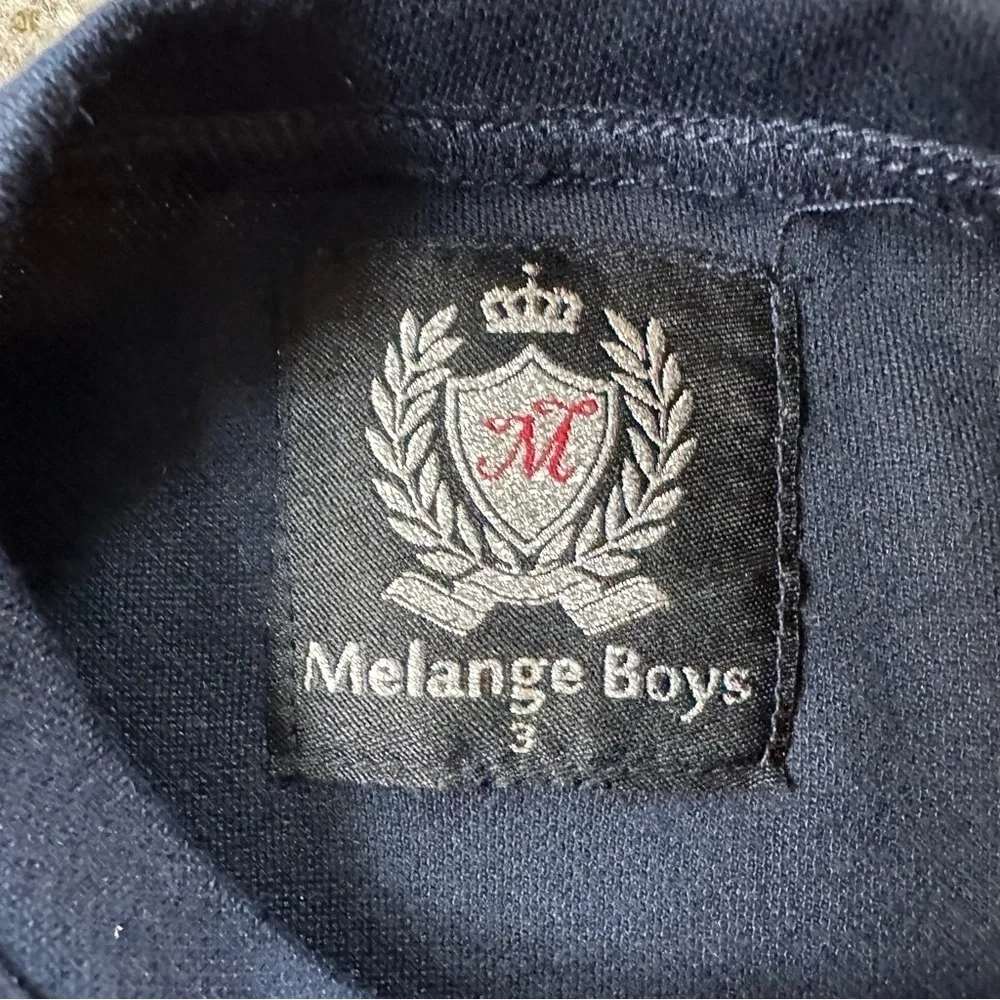 Melange Boys Navy Blue Windowpane Plaid Cactus Sweatshirt Boys Size 3